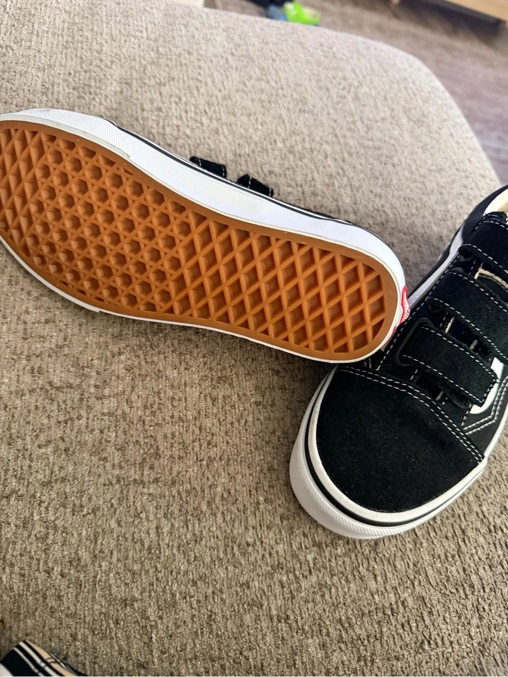 Vans Kids Black and White Velcro Sneakers